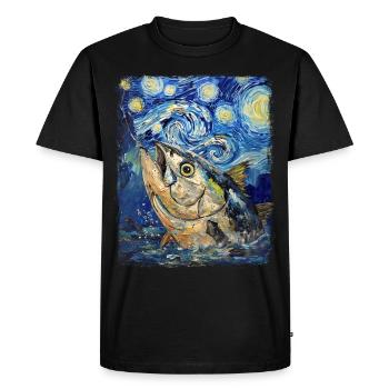 Pêche au thon thon rouge Nuit étoilée - T-shirt Premium bio Homme - noir - Devant - Nico (187cm)