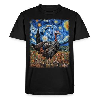 Turkey Hunting Turkey Hunter Starry Night Painting - Men's Premium Organic T-Shirt - black - Front - Nico (187cm)