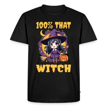 Halloween Witch Costume Witch Broom - Men's Premium Organic T-Shirt - black - Front - Nico (187cm)