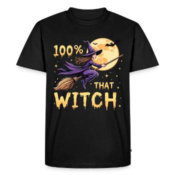 Costume de sorcière d’Halloween Balai de sorcière - T-shirt Premium bio Homme - noir - Devant - Nico (187cm)