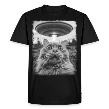 Persian Cat UFO Alien Alien Selfie - Men's Premium Organic T-Shirt - black - Front - Nico (187cm)