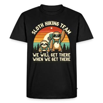 Hiking, Hiver, Sloth, Sloth hiking team - Men's Premium Organic T-Shirt - black - Front - Nico (187cm)