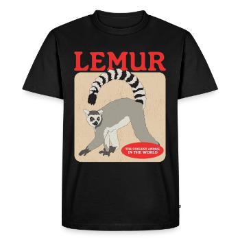 Lémurien, lémurien à queue bouclée, créature annelée, cadeau - T-shirt Premium bio Homme - noir - Devant - Nico (187cm)