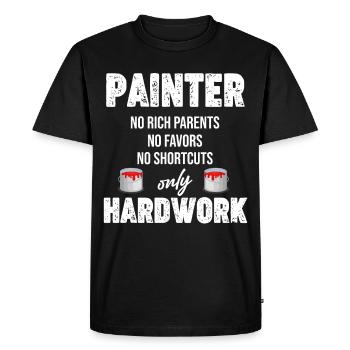 Peintres Pas de parents riches Pas de faveurs - T-shirt Premium bio Homme - noir - Devant - Nico (187cm)