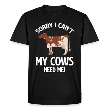 Je suis désolé, mes vaches n’ont pas besoin de moi - T-shirt Premium bio Homme - noir - Devant - Nico (187cm)