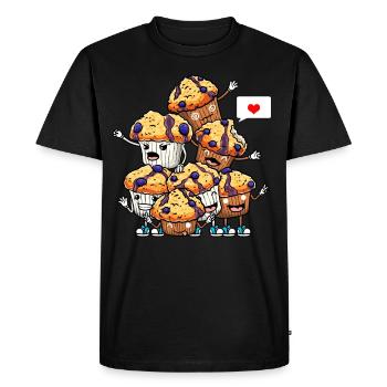 Amateurs de desserts de muffins aux myrtilles drôles - T-shirt Premium bio Homme - noir - Devant - Nico (187cm)