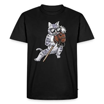 Drôle de passe-temps Horsing chat - T-shirt Premium bio Homme - noir - Devant - Nico (187cm)