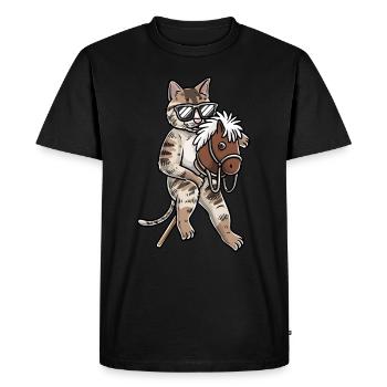Drôle de passe-temps Horsing chat - T-shirt Premium bio Homme - noir - Devant - Nico (187cm)