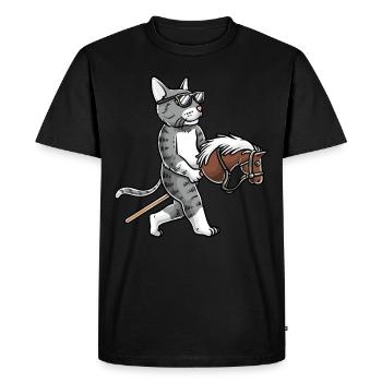 Drôle de passe-temps Horsing chat - T-shirt Premium bio Homme - noir - Devant - Nico (187cm)