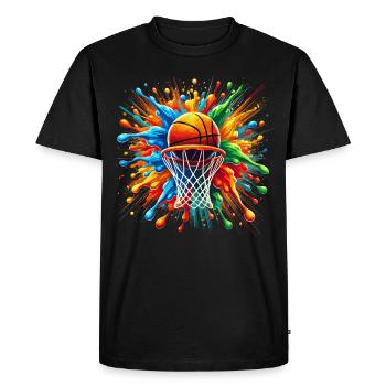 basket-ball joueur de basket-ball, Splash, joueur de basket-ball - T-shirt Premium bio Homme - noir - Devant - Nico (187cm)