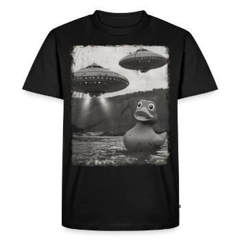 Rubber Duck Duckie UFO Alien Außerirdischer Selfie - Men's Premium Organic T-Shirt - black - Front - Nico (187cm)