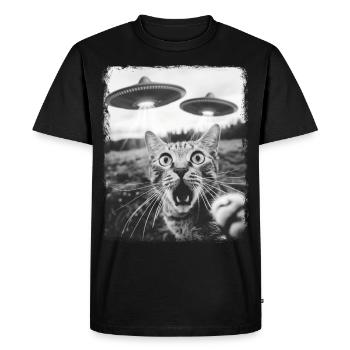 chat tigré OVNI extraterrestre extraterrestre selfie - T-shirt Premium bio Homme - noir - Devant - Nico (187cm)
