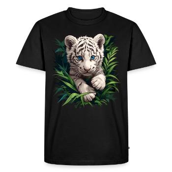 Tigre blanc Weiße Tigre Weißer Tigre - T-shirt Premium bio Homme - noir - Devant - Nico (187cm)