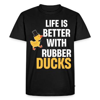Life is better with rubber ducks. Squeezy - Men's Premium Organic T-Shirt - black - Front - Nico (187cm)