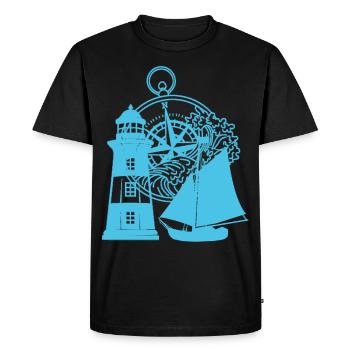 Boussole maritime Voilier Phare - T-shirt Premium bio Homme - noir - Devant - Nico (187cm)