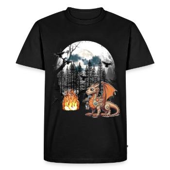 Dragon Dragon Fable Médiéval Conte de fées Mythe Forêt - T-shirt Premium bio Homme - noir - Devant - Nico (187cm)