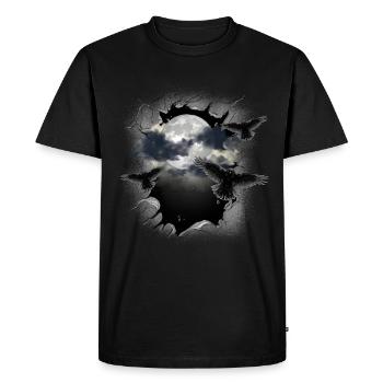 Halloween Raben Rabe Mond Vollmond Krähen - Männer Premium Bio T-Shirt - Schwarz - Vorne - Nico (187cm)