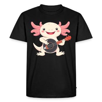 Axolotl Amphibian Joueur de Banjo Bluegrass - T-shirt Premium bio Homme - noir - Devant - Nico (187cm)