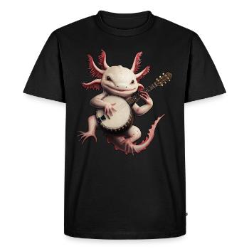 Axolotl Amphibian Joueur de Banjo Bluegrass - T-shirt Premium bio Homme - noir - Devant - Nico (187cm)