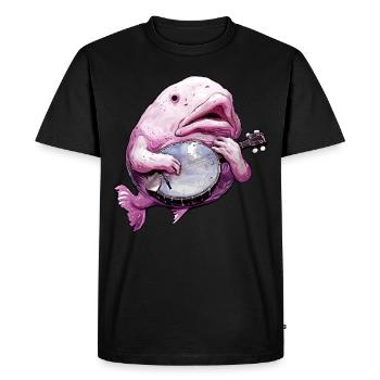 Blobfish Fish Bluegrass Banjo Player - Men's Premium Organic T-Shirt - black - Front - Nico (187cm)