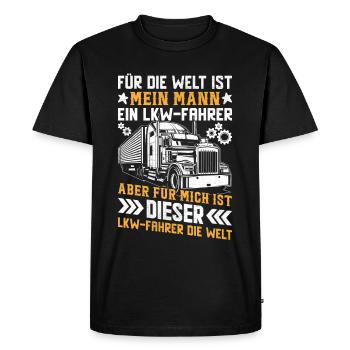 Chauffeur de camion Mon homme est le monde - T-shirt Premium bio Homme - noir - Devant - Nico (187cm)