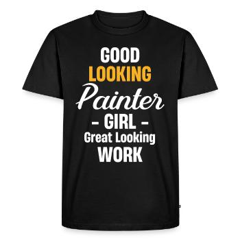 Belle fille peintre, super - T-shirt Premium bio Homme - noir - Devant - Nico (187cm)
