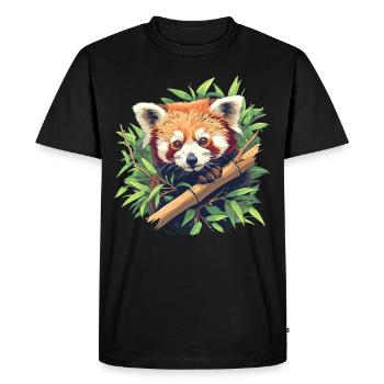 Panda roux Petits pandas Petit panda roux - T-shirt Premium bio Homme - noir - Devant - Nico (187cm)