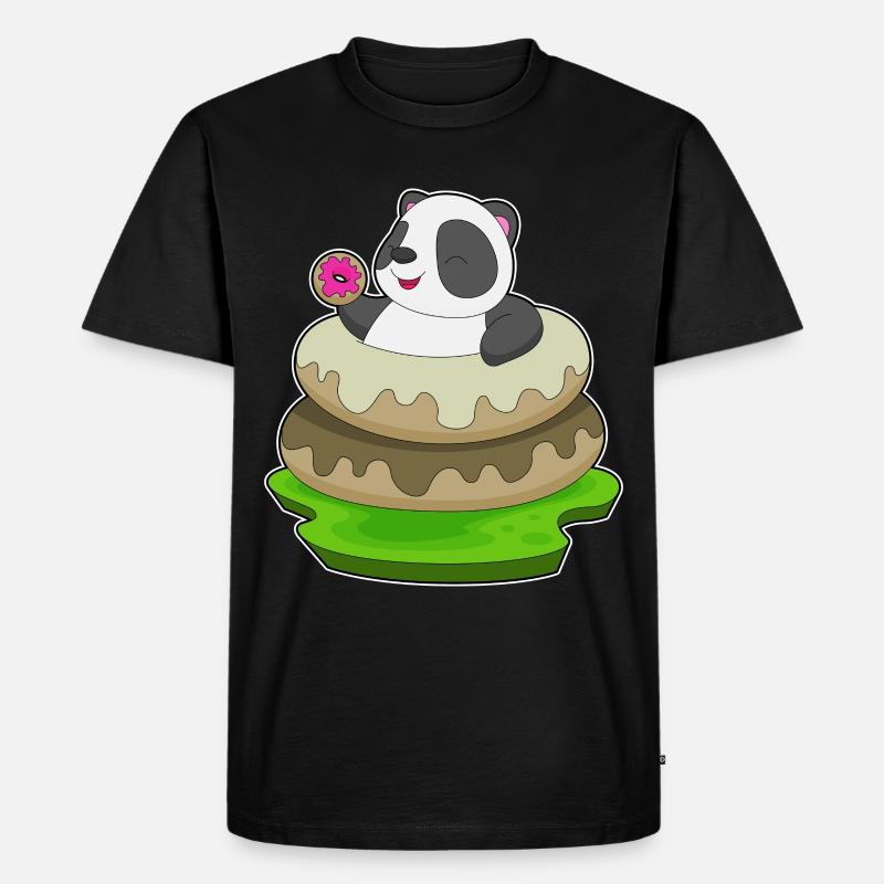 Panda Donuts - Männer Premium Bio T-Shirt - Schwarz