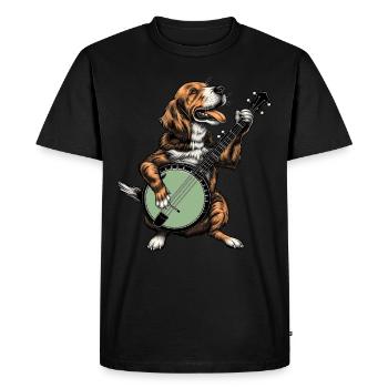 Coonhound Dog Joueur de banjo bluegrass - T-shirt Premium bio Homme - noir - Devant - Nico (187cm)