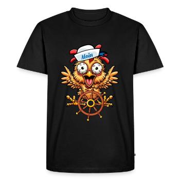 Crazy Funny Chicken barreur des Maritimes - T-shirt Premium bio Homme - noir - Devant - Nico (187cm)