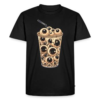 Weirdcore Aesthetic Eyeball Boba Tea Milktea Bubbl - Men's Premium Organic T-Shirt - black - Front - Nico (187cm)