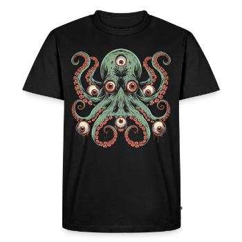 Weirdcore Aesthetic Octopus Eyeballs Cthulhu St - Men's Premium Organic T-Shirt - black - Front - Nico (187cm)