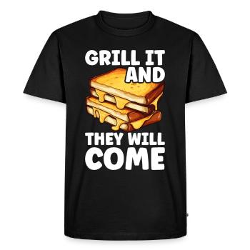 Grilled Cheese Grilled Cheese Foodie Cheese Sandwich - T-shirt Premium bio Homme - noir - Devant - Nico (187cm)