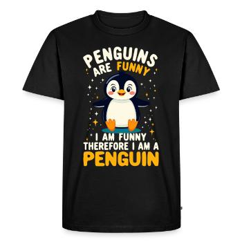 Penguin, Funny, Penguins Are Funny, Penguin - Men's Premium Organic T-Shirt - black - Front - Nico (187cm)