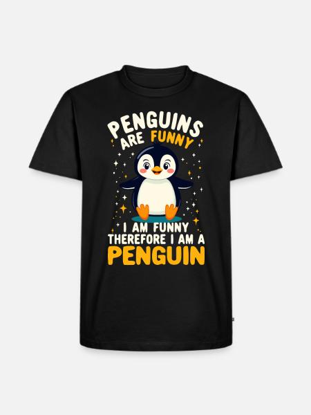 Penguin, Funny, Penguins Are Funny, Penguin - Men's Premium Organic T-Shirt - black