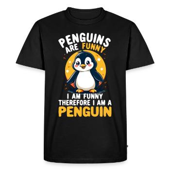 Penguin, Funny, Penguins Are Funny, Penguin - Men's Premium Organic T-Shirt - black - Front - Nico (187cm)