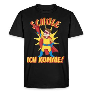 Superhero Back to School with School Cone - Men's Premium Organic T-Shirt - black - Front - Nico (187cm)