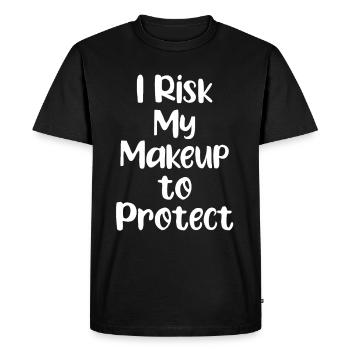 Je risque mon maquillage pour faire une femme drôle - T-shirt Premium bio Homme - noir - Devant - Nico (187cm)