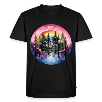Fir Trees Forest Nature Rainbow Mystical - Men's Premium Organic T-Shirt - black - Front - Nico (187cm)