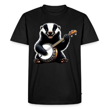 Honey Badger Ratel Joueur de banjo Bluegrass - T-shirt Premium bio Homme - noir - Devant - Nico (187cm)