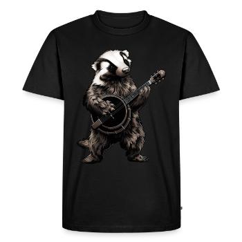 Honey Badger Ratel Joueur de banjo Bluegrass - T-shirt Premium bio Homme - noir - Devant - Nico (187cm)