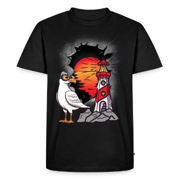 Funny Seagull Lighthouse Sailor Maritime Kids Lake - Men's Premium Organic T-Shirt - black - Front - Nico (187cm)