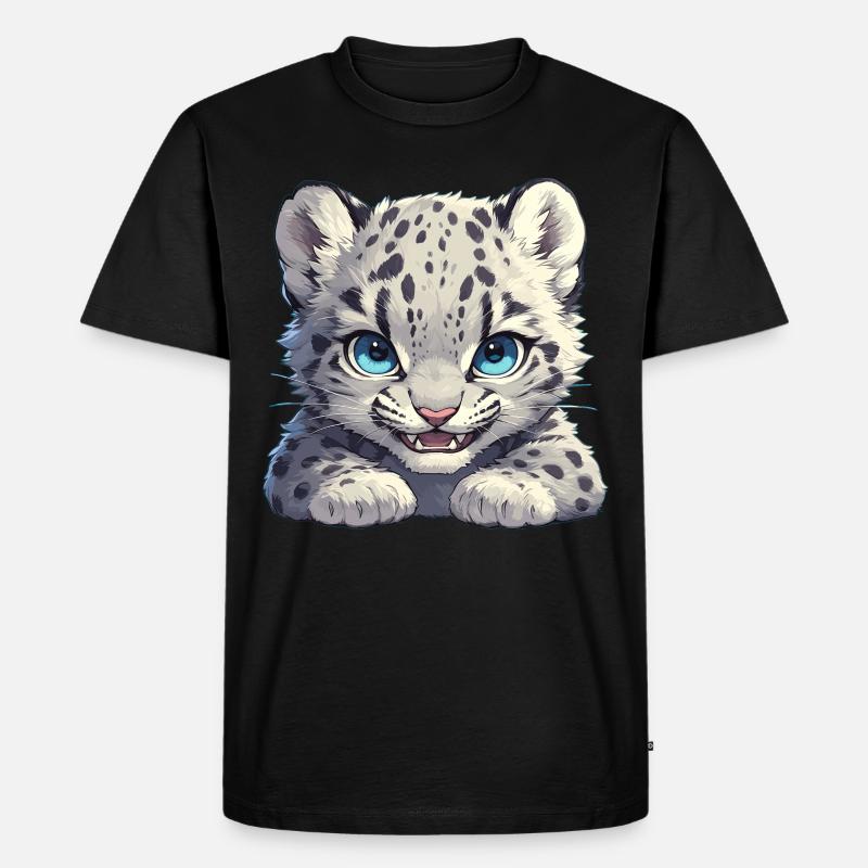 Snow Leopard Schneeleoparde Schneeleopard - Männer Premium Bio T-Shirt - Schwarz