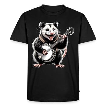Opossum Possum Street Cat Joueur de banjo bluegrass - T-shirt Premium bio Homme - noir - Devant - Nico (187cm)