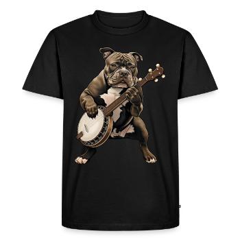 Pitbull Pittie Dog Bluegrass Banjo Player - Men's Premium Organic T-Shirt - black - Front - Nico (187cm)