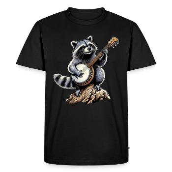 raton laveur, opossum, chat des rues, bluegrass, banjo, espion - T-shirt Premium bio Homme - noir - Devant - Nico (187cm)