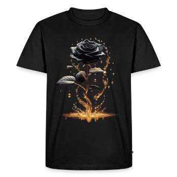 Black rose in a golden glow - Men's Premium Organic T-Shirt - black - Front - Nico (187cm)