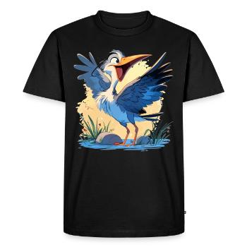Heron Reiher - Men's Premium Organic T-Shirt - black - Front - Nico (187cm)
