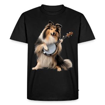 Shetland Sheepdogs Dog Bluegrass Banjo Player - Men's Premium Organic T-Shirt - black - Front - Nico (187cm)