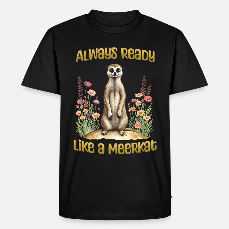 Immer bereit wie ein Erdmännchen - Männer Premium Bio T-Shirt - Schwarz